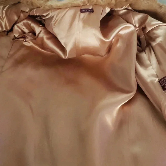 Mob Wife Fur Vintage Retro Cottage Boho Cropped Champagne Pockets Jacket Large - Picture 8 of 9